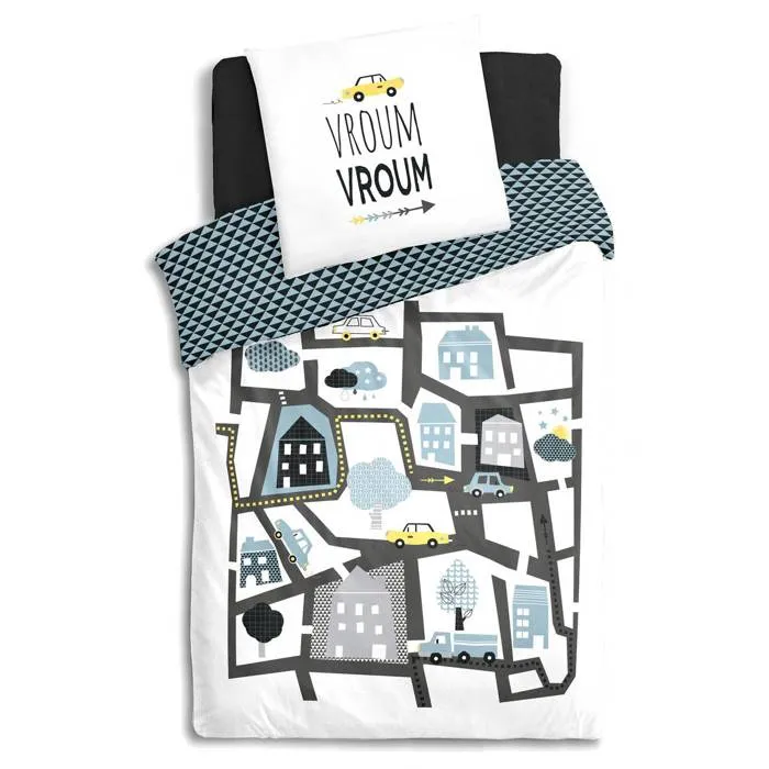 Parure de lit enfant Route - coton 140x200 cm - Atmosphera