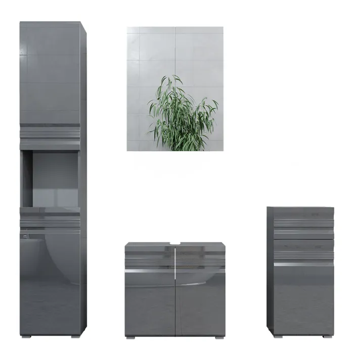 Vicco Meubles bain Anthracite Haute brillance 4 pièces