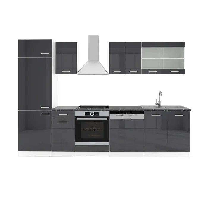 Vicco Cuisine Anthracite brillant/blanc 300cm, PT Anthracite
