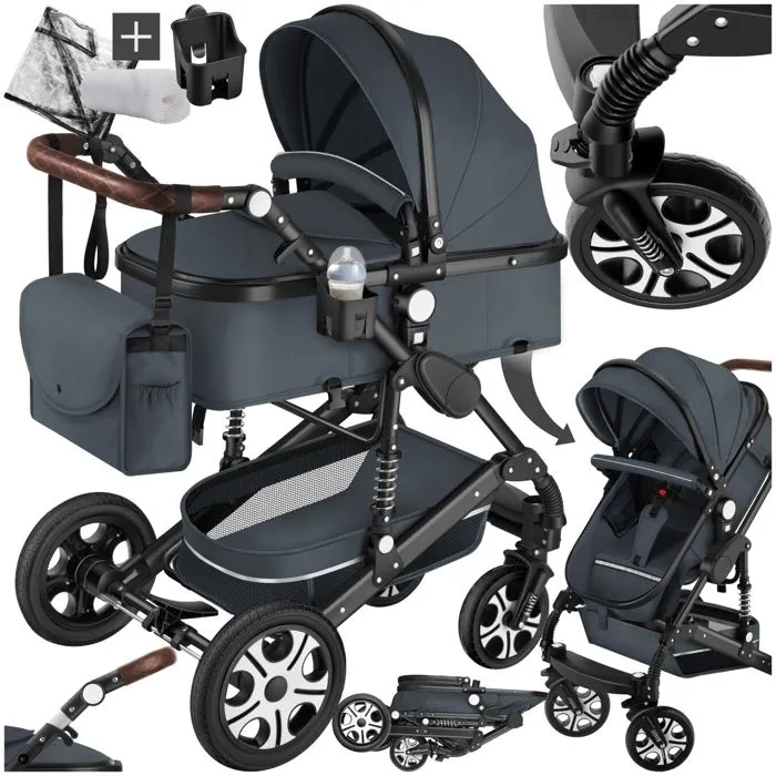 Poussette Combinée Pliable Avec Harnais À 5 Points Anthracite