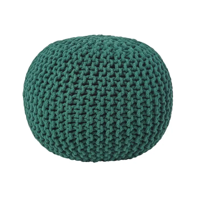 Pouf En Tricot Rond Vert - Homescapes