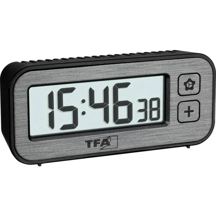 Réveil quartz compact 60.2039.10 gris - heure, alarme, température et humidité