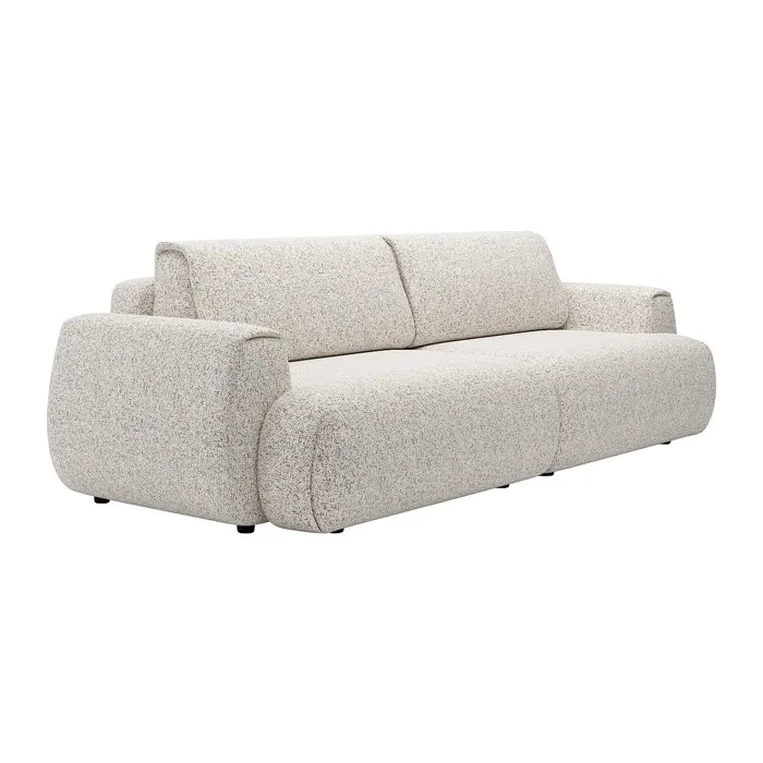 Canapé 4 places convertible en tissu chiné gris clair MONELIA