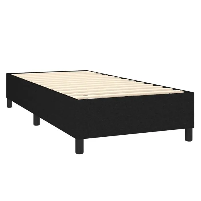 Sommier À Lattes Sur Pieds Cadre De Lit 100x200 Cm Tissu Noir Tdl0207040