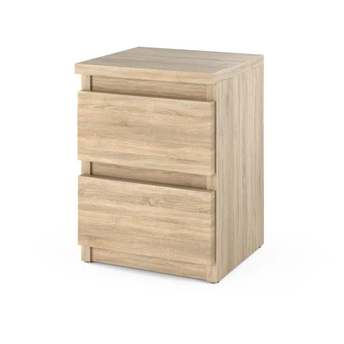 Table de chevet Chêne Sonoma 30x30x42CM 2 tirrois -meuble de nuit pour chambre à coucher