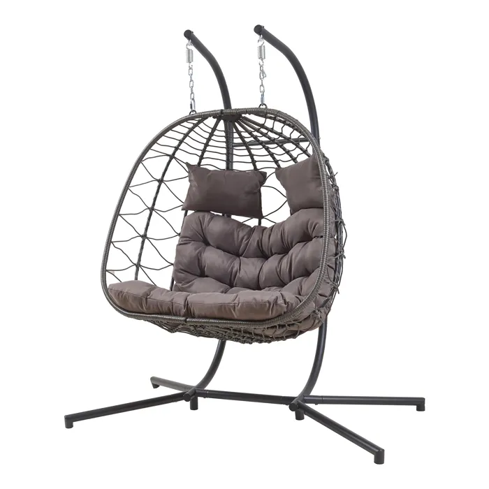 Fauteuil suspendu 2 places avec support Skense 198 x 156 x 98 cm gris en.casa