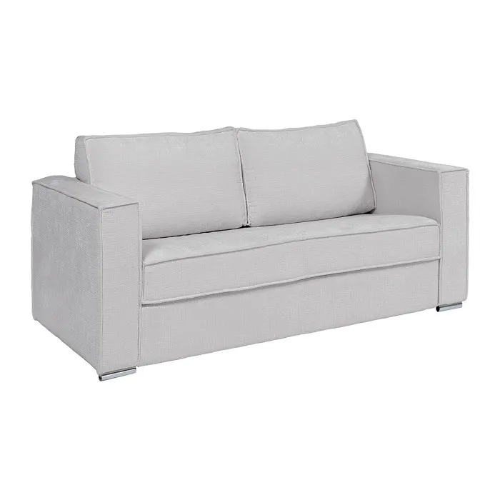 Canapé 4 places convertible express en tissu chenille gris clair - Couchage à lattes larges 160 cm - Matelas 22 cm avec mémoire de