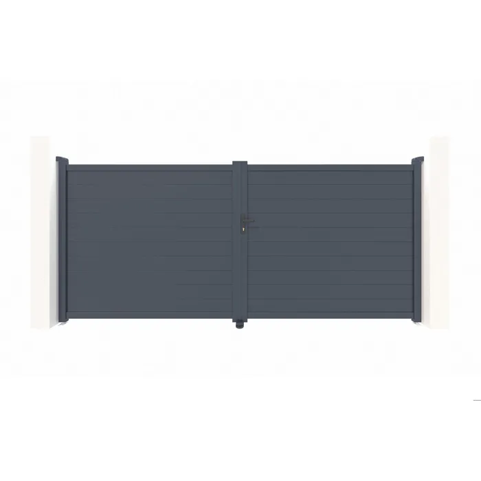 Portail battant 4m EIGER H.180cm + Portillon 1m EIGER H.180cm aluminium gris