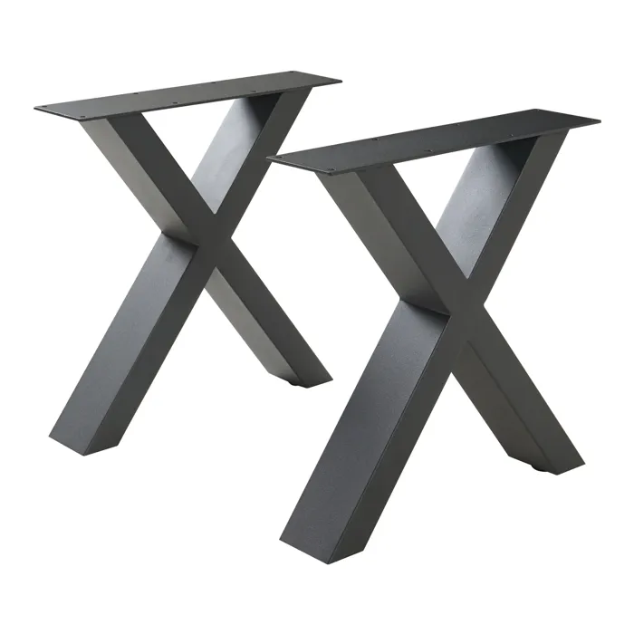 Lot de 2 pieds de table Maribo acier 42 x 40 cm noir en.casa
