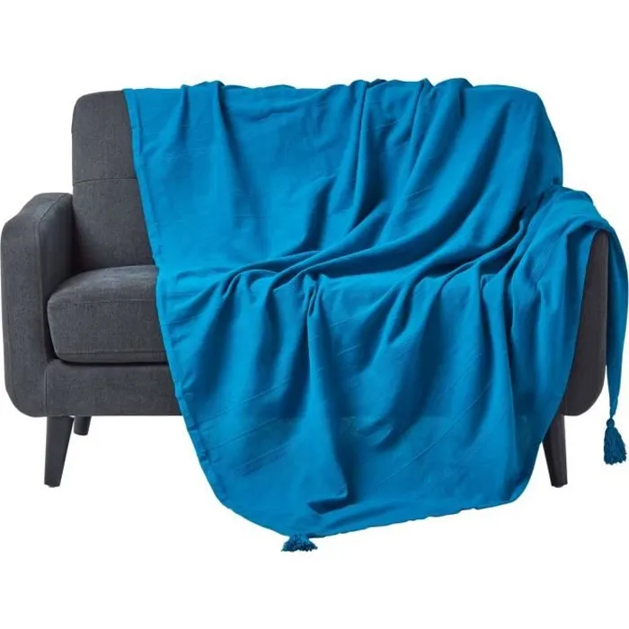 Plaid Rajput Turquoise 150x200cm Jeté De Canapé En Coton Homescapes