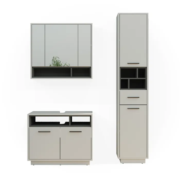 Vicco Meubles bain Gris 3 pièces