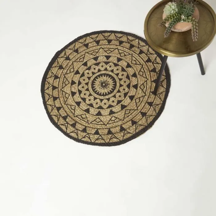 Tapis Rond Mandala En Jute 120cm - Homescapes