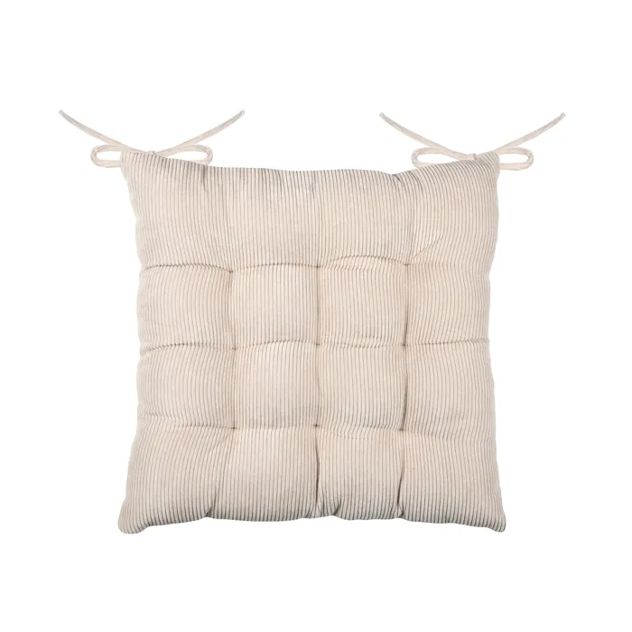 Galette de chaise carrée en velours côtelé Naturel 38x38 cm