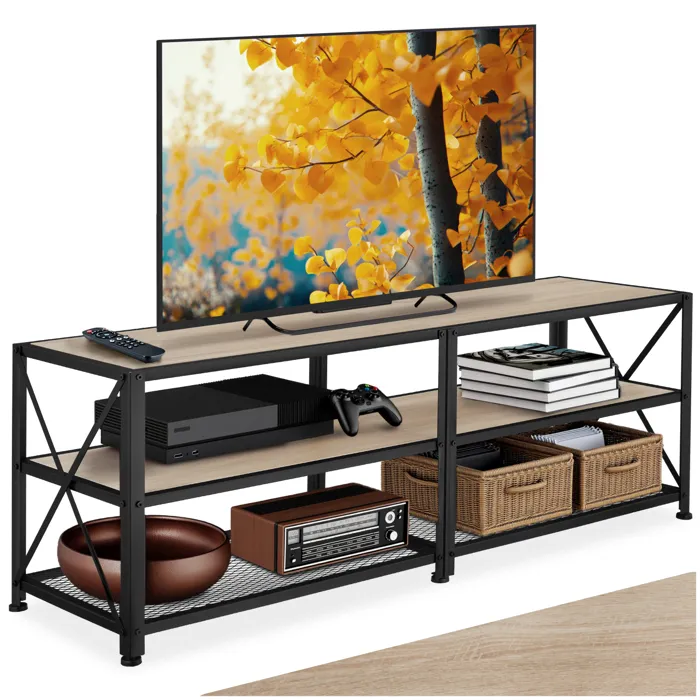 Meuble Tv Style Industriel En Panneau Aggloméré Bois Clair
