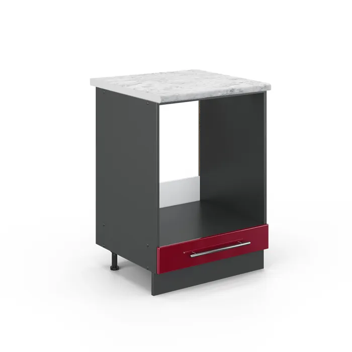 Vicco Meuble pour four Rouge bordeaux Haute brillance/Anthracite 60cm plan de travail Marbre