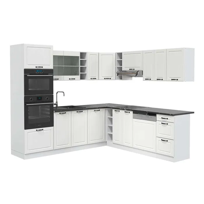 Vicco Cuisine en angle Blanc campagne/Blanc 247 x 237 cm, PT Anthracite