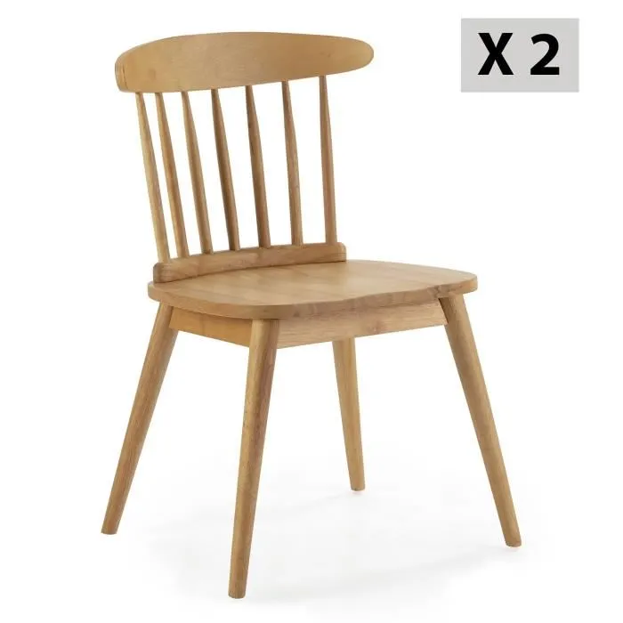Pack 2 Chaises Ben En Bois Couleur Chêne