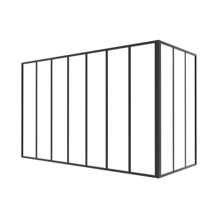 Verrière d'angle d'atelier en aluminium thermolaqué noir 210 x 90 x 130 cm (L x l x H) - BAYVIEW