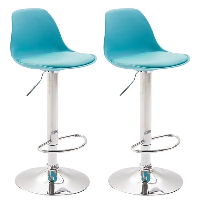 Lot De 2 Tabourets De Bar Moderne Et Confortable Assise En Pvc Bleu Coque 10_0004235