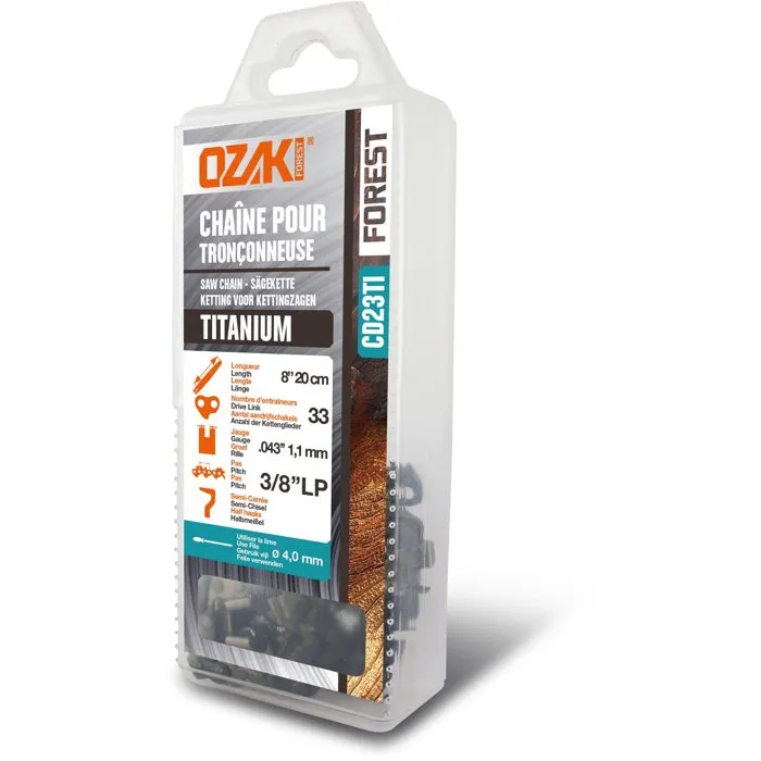 Chaîne De Tronçonneuse Ozaki Titanium Sous Coque, Semi-carrée: 3/8'' Lp.043 (1,1mm) 33 Entraîneurs ( E33 ).