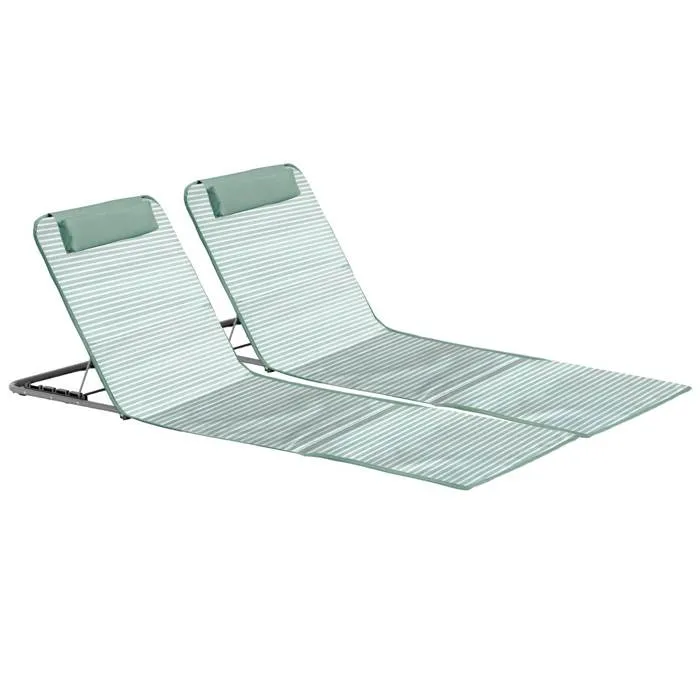 Lot de 2 clic clac des plages en textilène vert amande Oviala