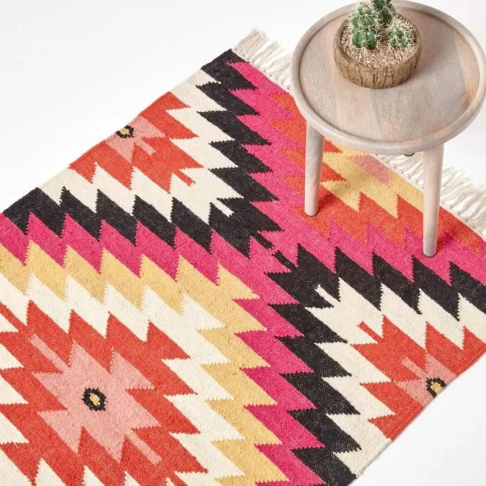 Tapis Kilim En Laine À Motif Géométrique Multicolore Jakarta 120x170cm - Homescapes