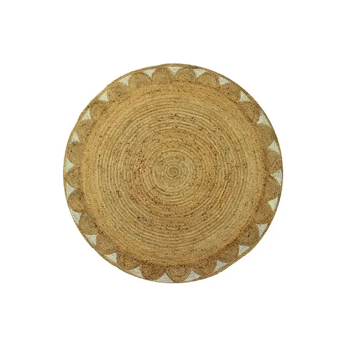 Tapis rond forme fleur 100% jute - D. 150 cm - Naturel - INDIRA