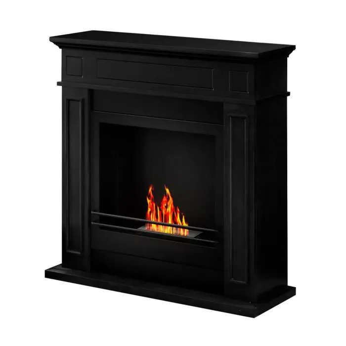 Cheminée au bioéthanol sur pied Jefferson Frankystar 1,2 L bois noir mat