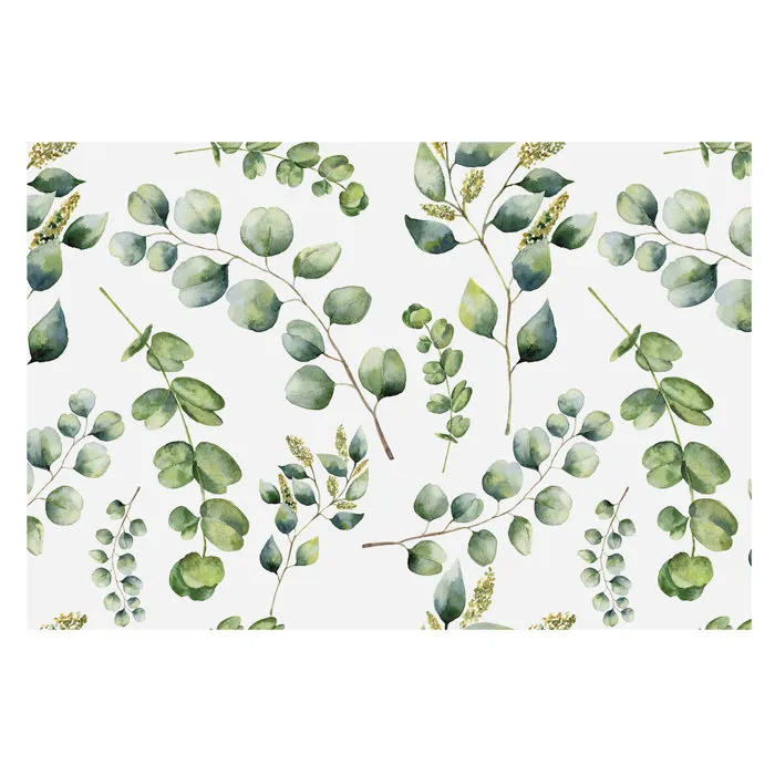 Papier Peint Intissé À Motifs Décoratifs Pour Salon Chambre Et Bureau Décoration Murale Élégante Avec Colle Feuilles Vertes 104x70 Cm