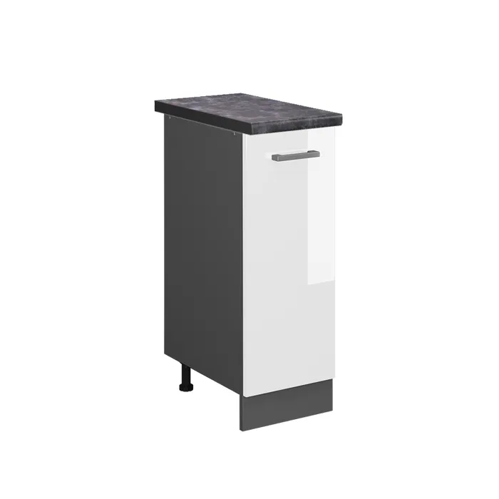 Vicco Meuble de cuisine Blanc Haute brillance/Anthracite 30cm plan de travail Anthracite