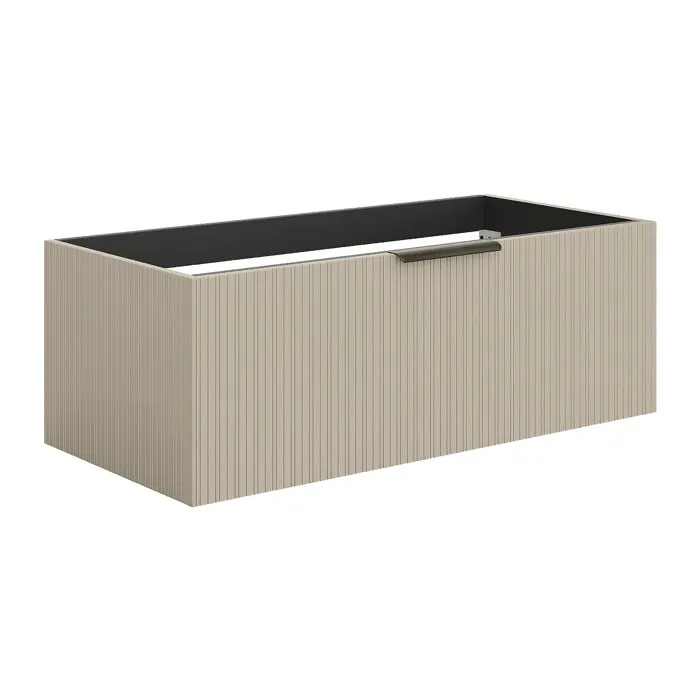 Meuble sous vasque suspendu strié - Coloris beige - 100 cm - PALIRO