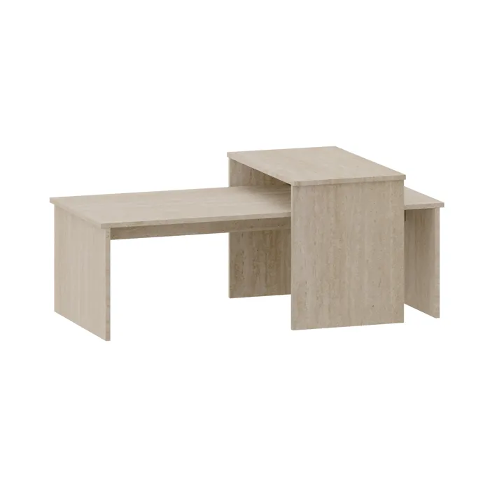 Set de 2 tables basses gigognes Sotapim travertin en.casa