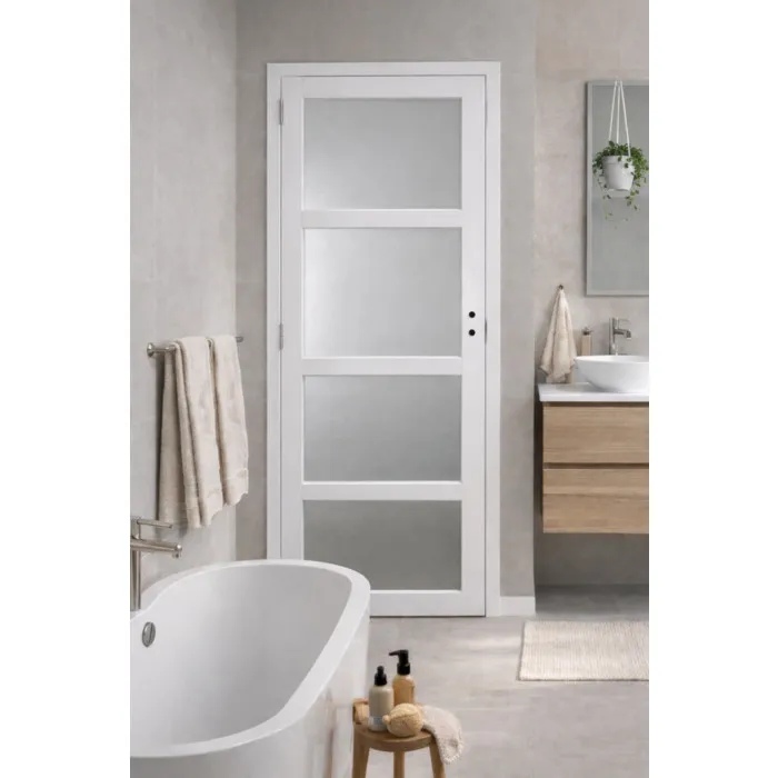 Bloc Porte Tana Vitrée Blanc H204 X L63 Cm Côte Tableau P.droit Gd Menuiseries