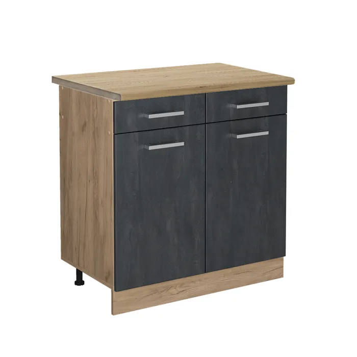 Vicco Meuble cuisine Béton noir/Chêne doré 80cm plan de travail Chêne doré