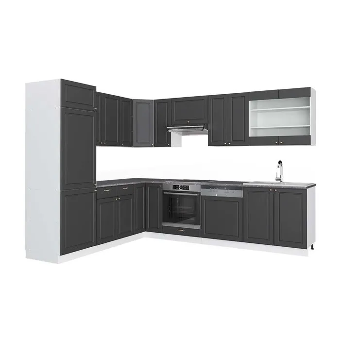 Vicco Cuisine en angle Anthracite-or/Blanc 287 x 227 cm, PT Anthracite