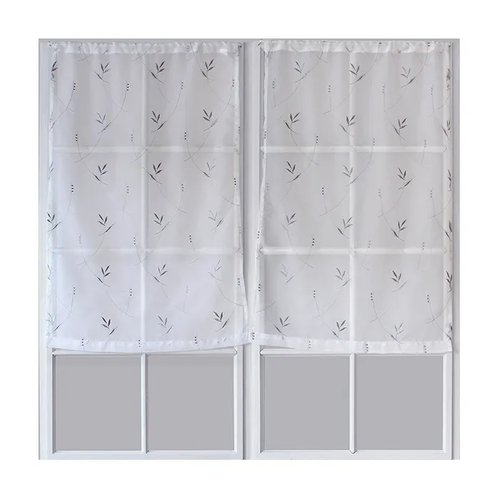 Paire De Voilages Brodés "feuillage" 60x160cm Gris