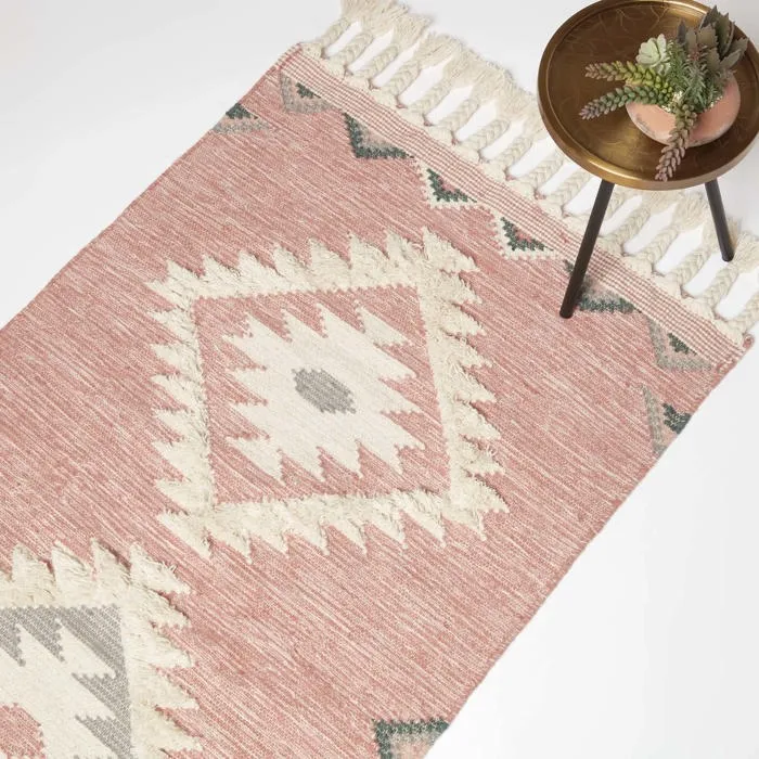 Tapis Kilim En Laine Rose Pali 160x230cm - Homescapes