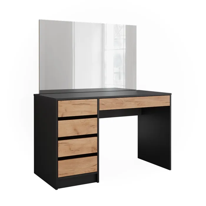 Vicco Coiffeuse Anthracite/Chêne doré 120x145cm avec miroir