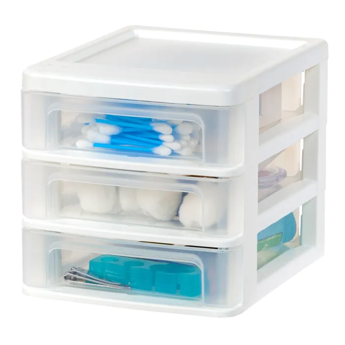 Iris Ohyama, Tour de Rangement Plastique B6, 3 Tiroirs, Blanc, CDD-XS3