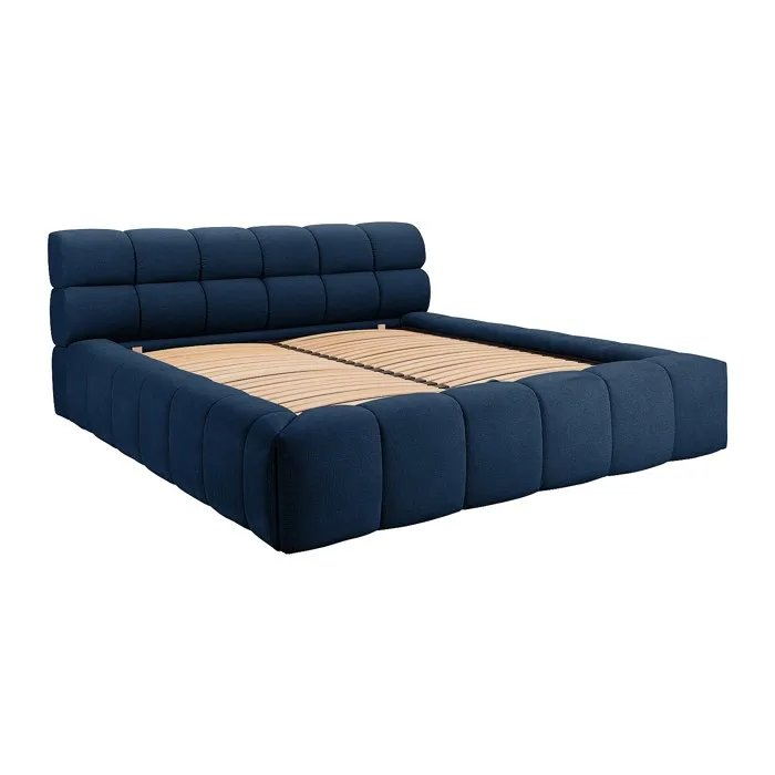 Lit coffre 180 x 200 cm - Tissu - Bleu nuit - FORVIK II