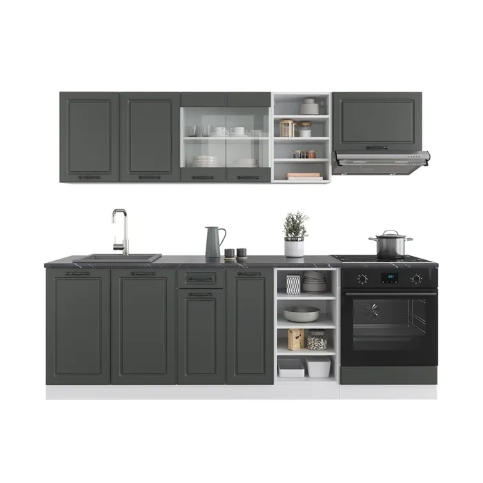 Vicco Cuisine Anthracite maison de campagne/blanc 240cm sans PT