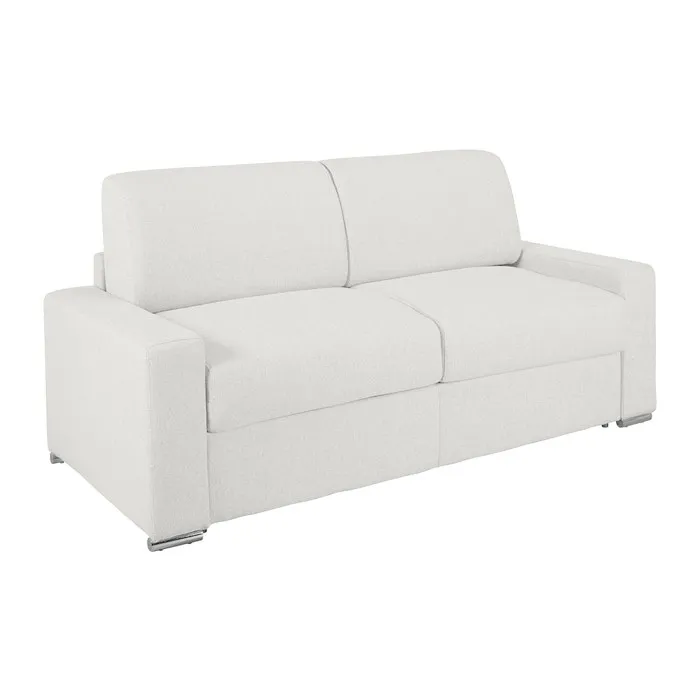 Canapé 4 places convertible express en simili blanc - Couchage lattes larges 160 cm - Matelas 18 cm CALITO
