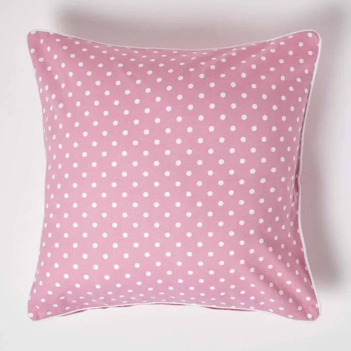 Housse De Coussin Rose À Pois En Coton, 60x60cm - Homescapes