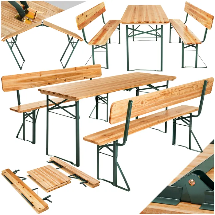 Ensemble De Table Et Bancs Avec Dossiers 8 Places Pliables