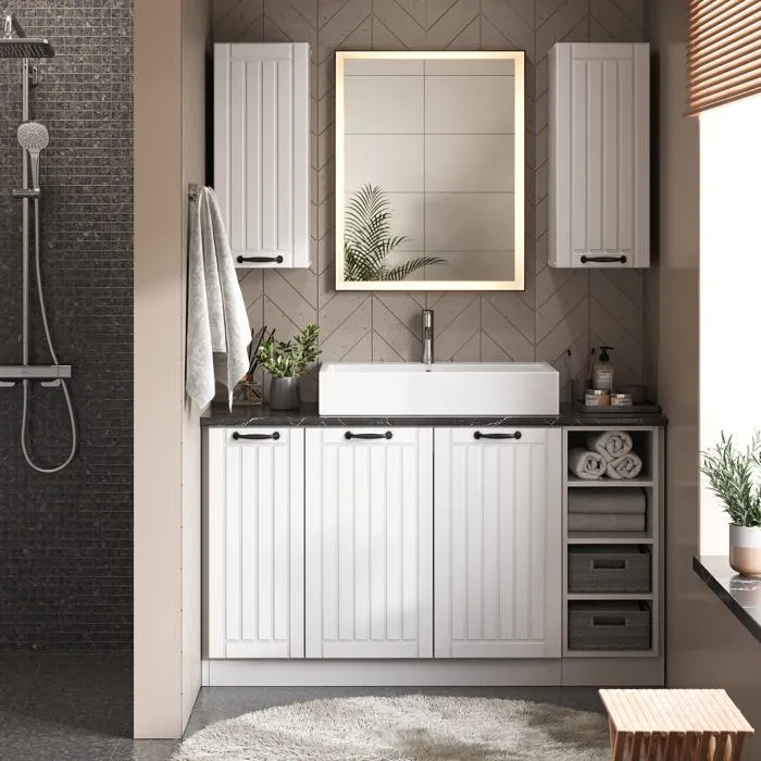 Vicco Meuble salle de bain Vert Or Campagne 80x82cm avec étagère, sans PT