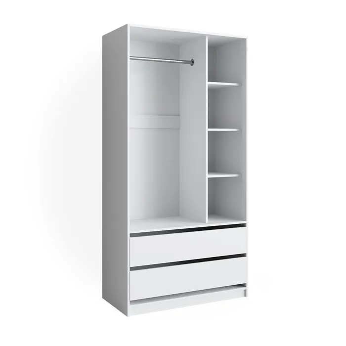 Vicco Armoire Blanc 100x200cm avec 2 tiroirs