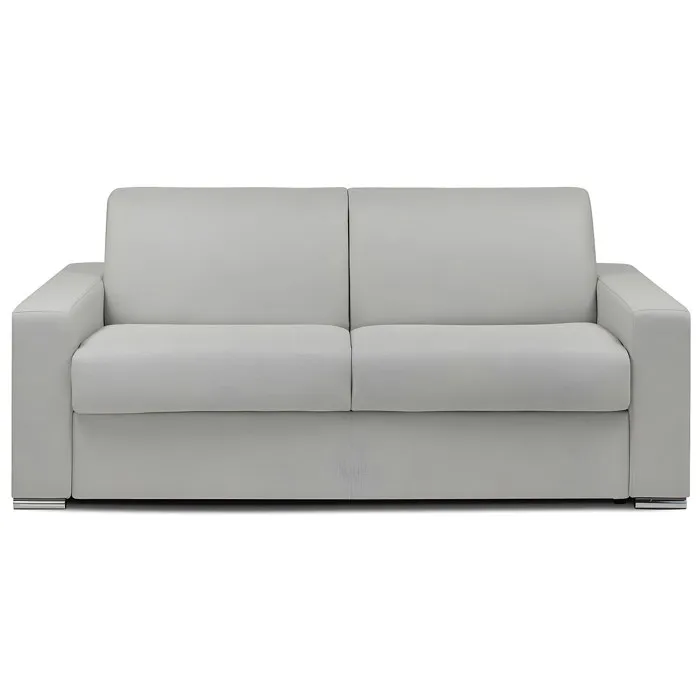 Canapé 3 places convertible express en tissu chiné gris - Couchage 140 cm - Matelas 18 cm avec mémoire de forme CALITO