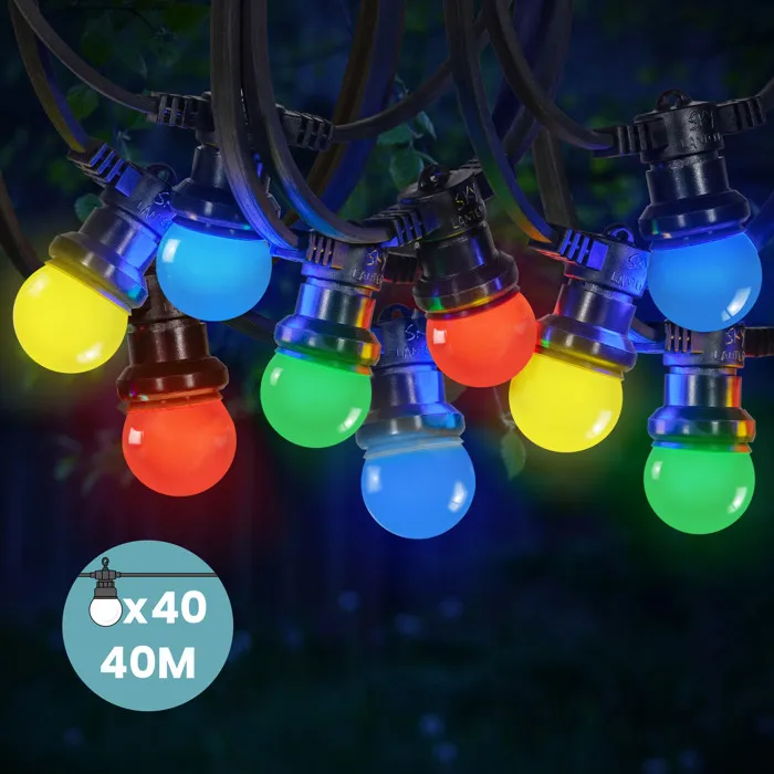 Kit Guirlande Guinguette 40m IP 65 Multicolore
