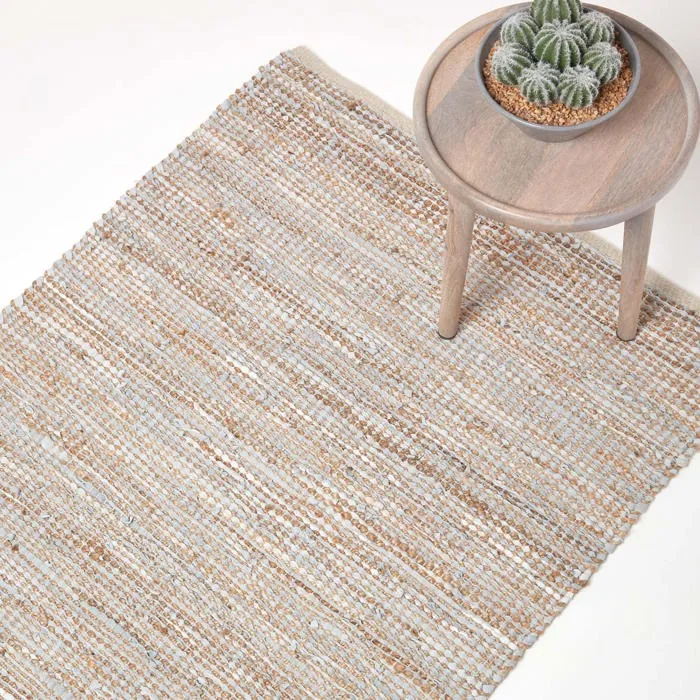 Tapis Cuir Et Chanvre Madras Beige 90x150cm - Homescapes