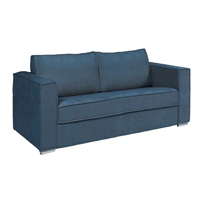 Canapé 4 places convertible express en tissu chenille bleu - Couchage à lattes larges 160 cm - Matelas 18 cm LORETO